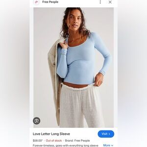 Free People Love Letter Long Sleeve Light Blue